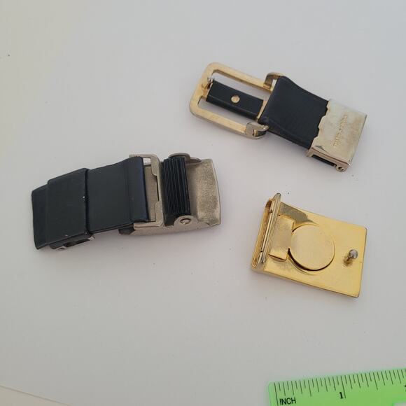 Mila Schon Aquascutum Gold Black Metal Belt Buckle Logo Slim Vintage Lot 3 Bundl - Picture 5 of 6